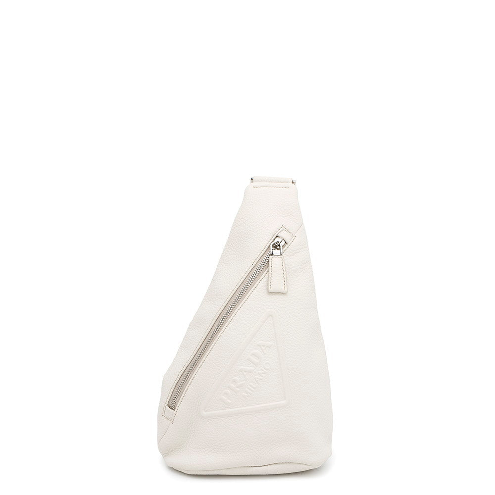 PRADA ?Triangle Logo Crossbody Bag White2VZ098 Leather