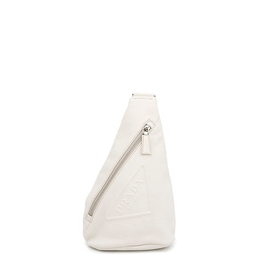 PRADA ?Triangle Logo Crossbody Bag White2VZ098 Leather