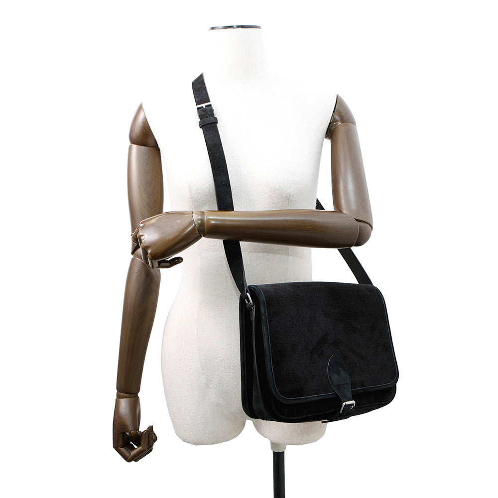 SAINT LAURENT PARIS ?Logo messenger bag Black688253 Velvet Leather