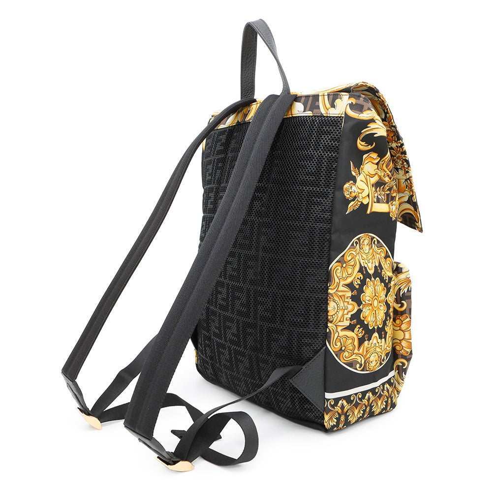 FENDI Fendace Zucca Backpack Black/Yellow7VZ066 Nylon