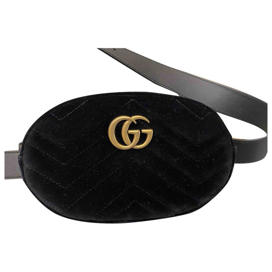 Gucci marmont black velvet clutch bag