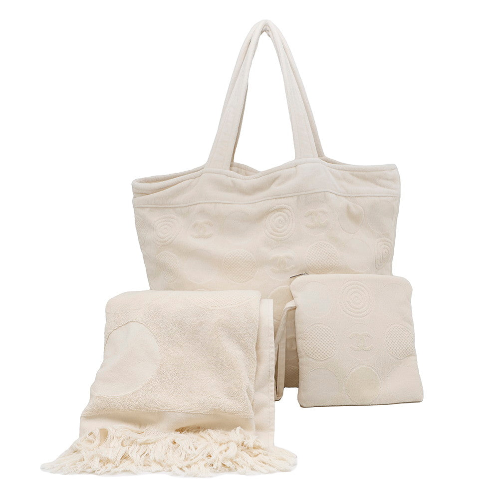 CHANEL Beach bag Ivory Cotton100%