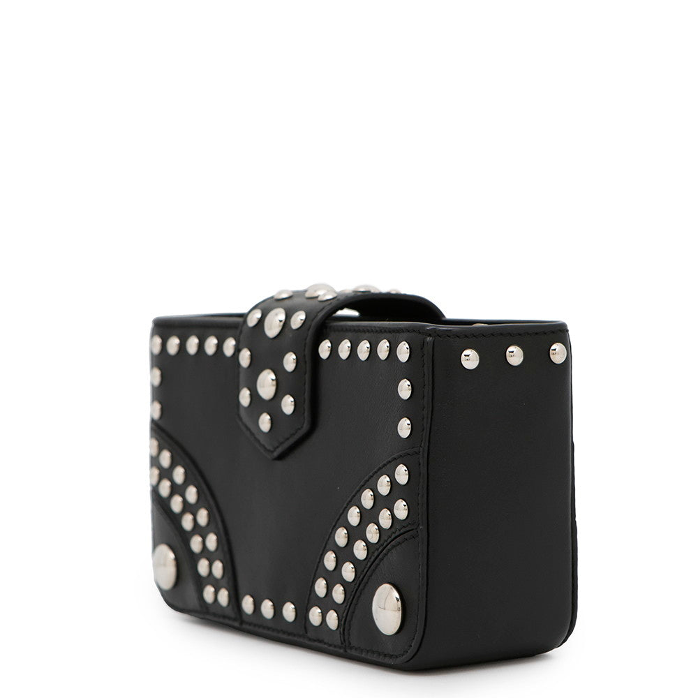 PRADA ?Studded Pouch Black1N1843 Leather