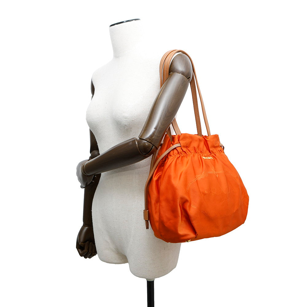 PRADA ?Nylon Handbag OrangeBN1757 Nylon Leather