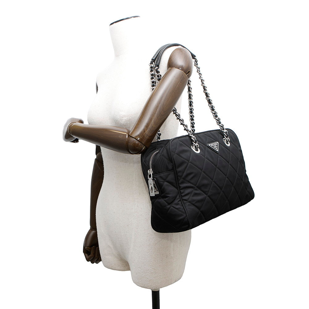 PRADA Impuntu Chain Tote Bag Black1BB903 Nylon