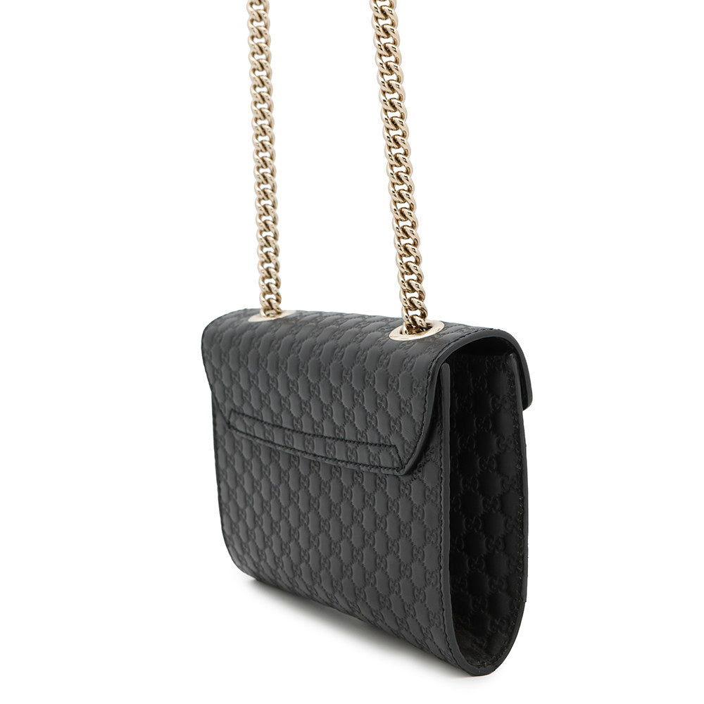 GUCCI Emily MicroGuccissima Chainshoulder Bag Black449636 Leather