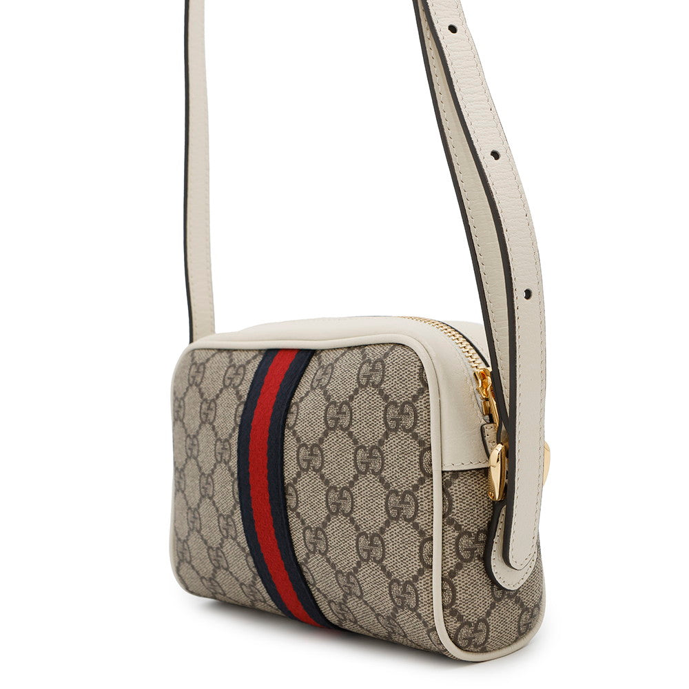 GUCCI Ophidia GG Supreme Mini Shoulder Bag Beige/White517350 PVC Leather