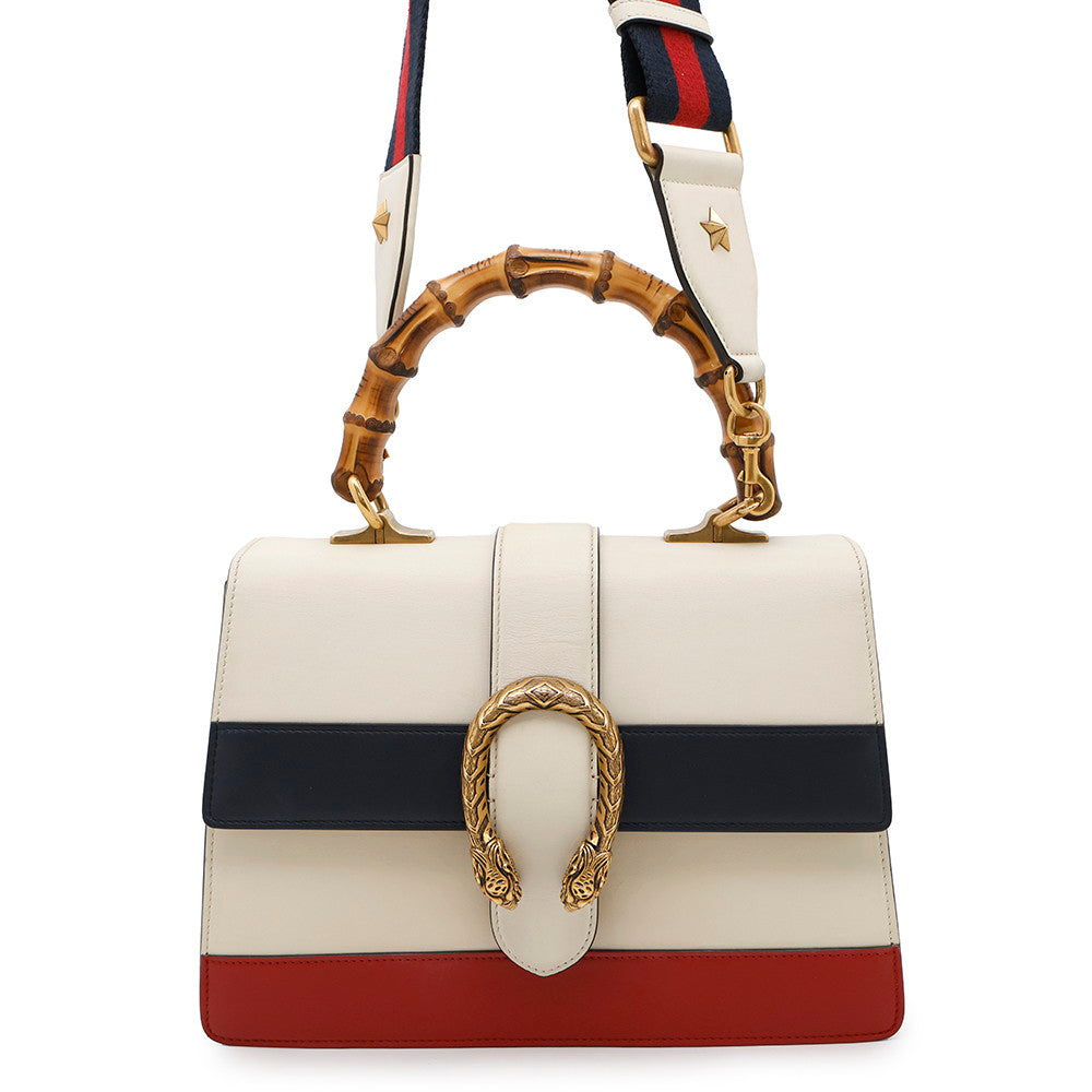 GUCCI Dionysus 2-Way Handbag Ivory/Green/Red448075 Bamboo Leather