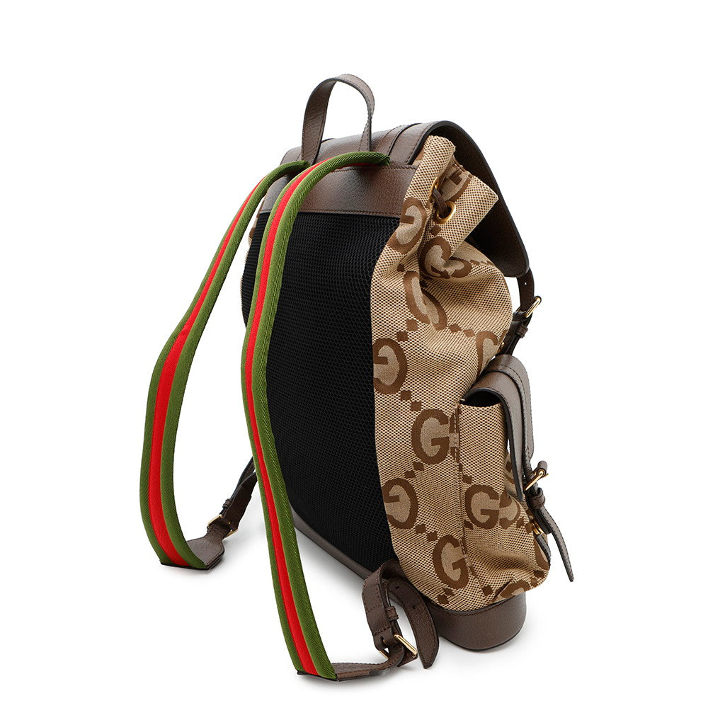 GUCCI Jumbo GG Backpack Beige/Brown678829 Canvas Leather