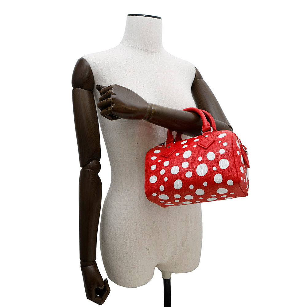 LOUIS VUITTON LV × YK Speedy Bandouliere Rouge/BlancM46411 Monogram Empreinte Leather Infinity Dot Size 20