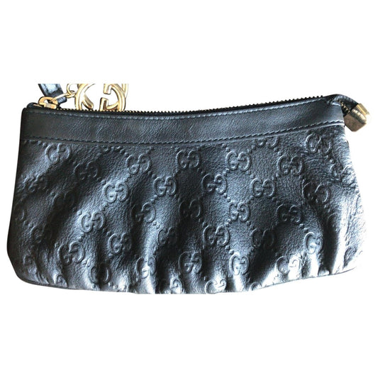 Gucci emily black leather clutch bag