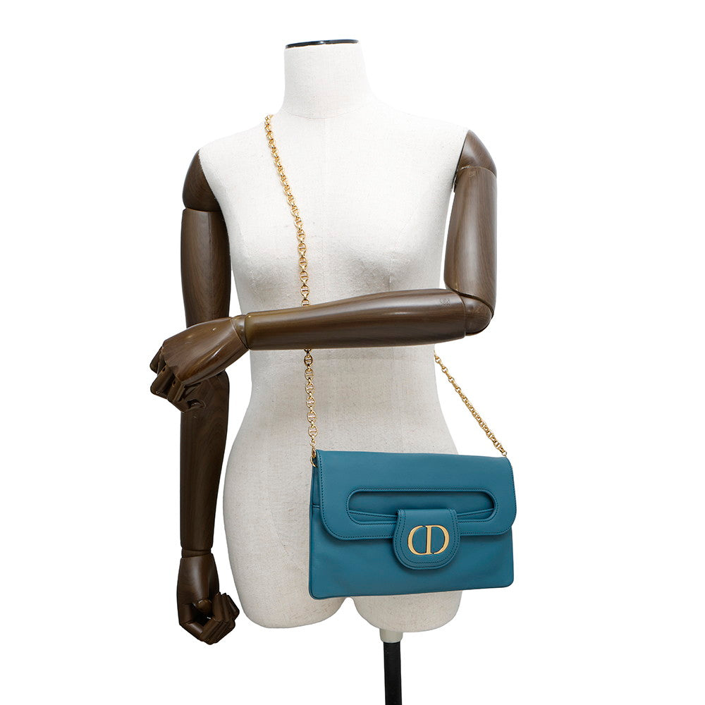 Dior ?Karo ChainShoulder Clutch Bag BlueM8641U Leather