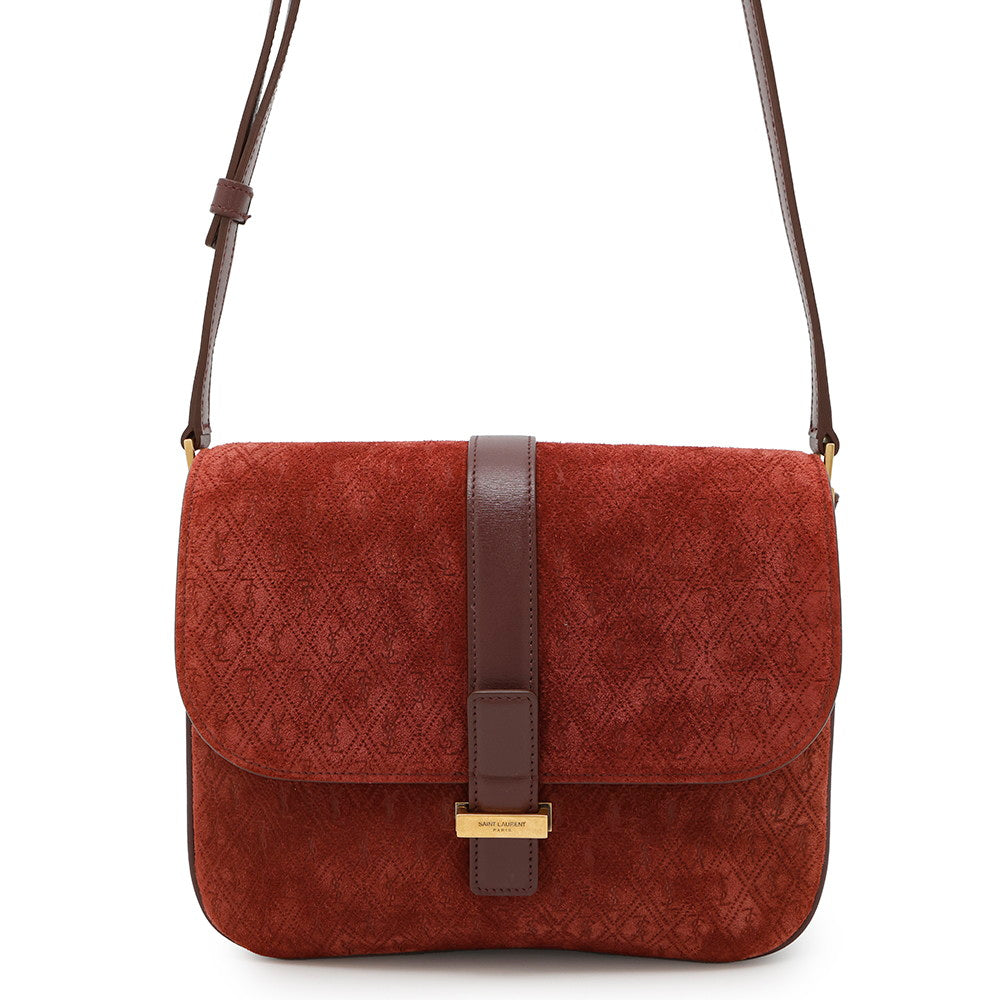 SAINT LAURENT PARIS ?Satchel Monogram Allover Shoulder Bag Bordeaux568604 Suede leather Size Small