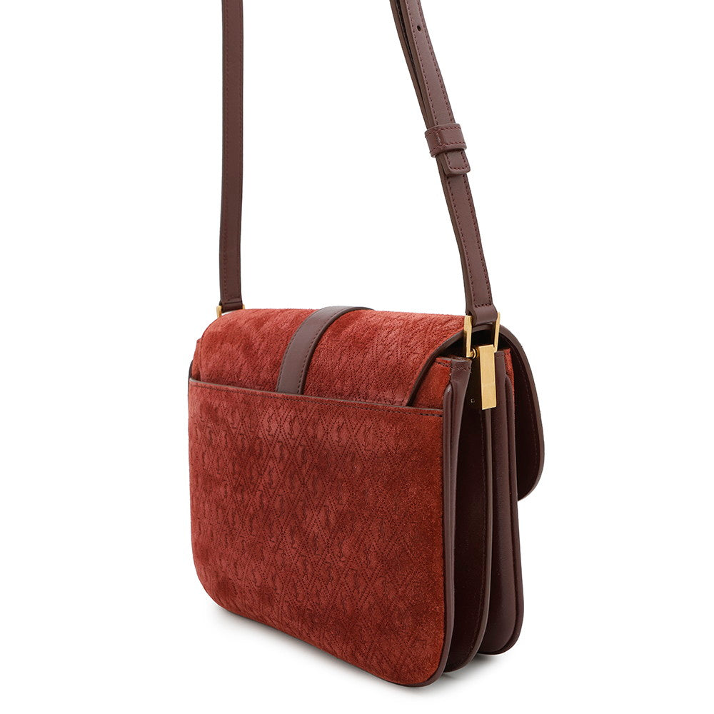 SAINT LAURENT PARIS ?Satchel Monogram Allover Shoulder Bag Bordeaux568604 Suede leather Size Small