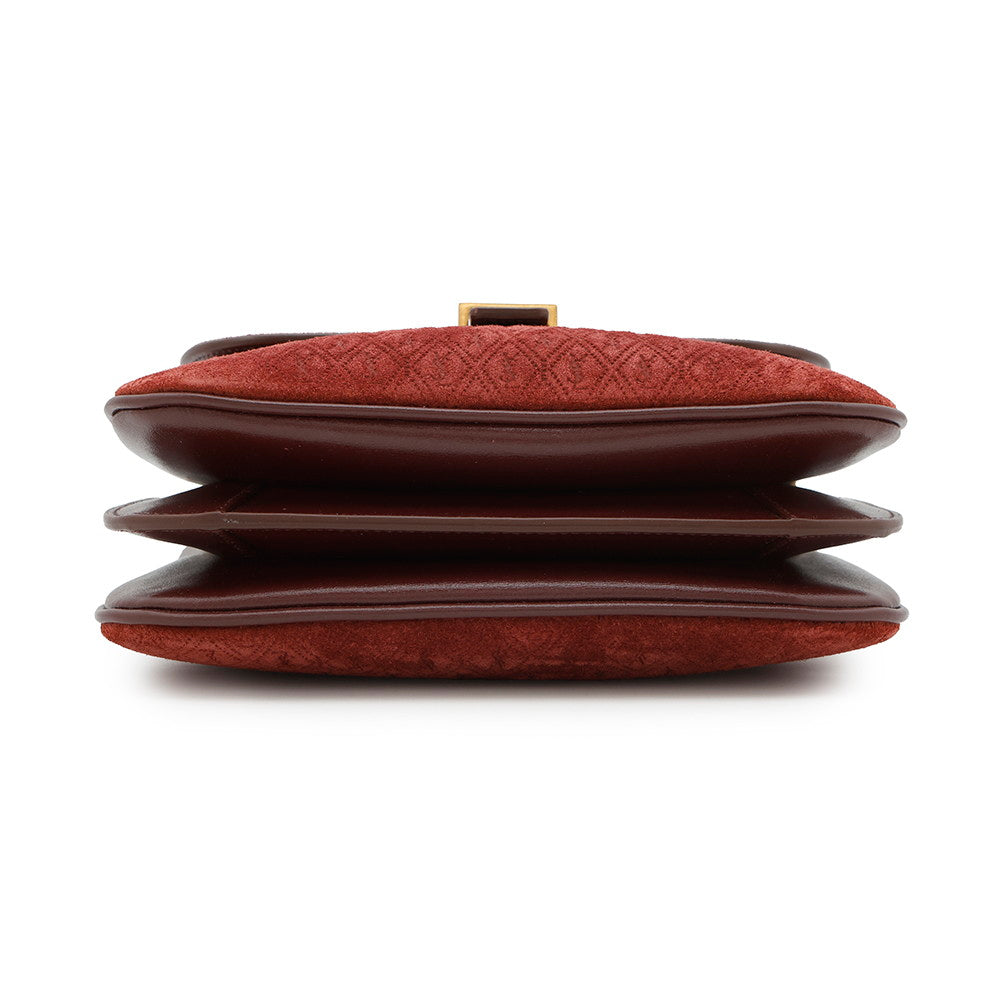 SAINT LAURENT PARIS ?Satchel Monogram Allover Shoulder Bag Bordeaux568604 Suede leather Size Small