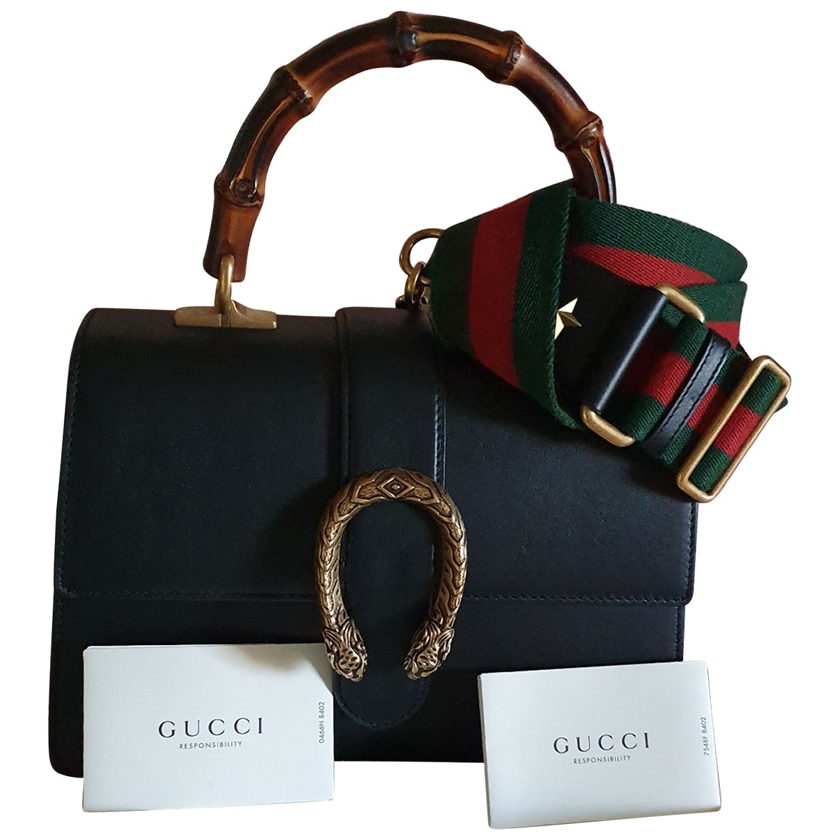 Gucci dionysus black leather handbag