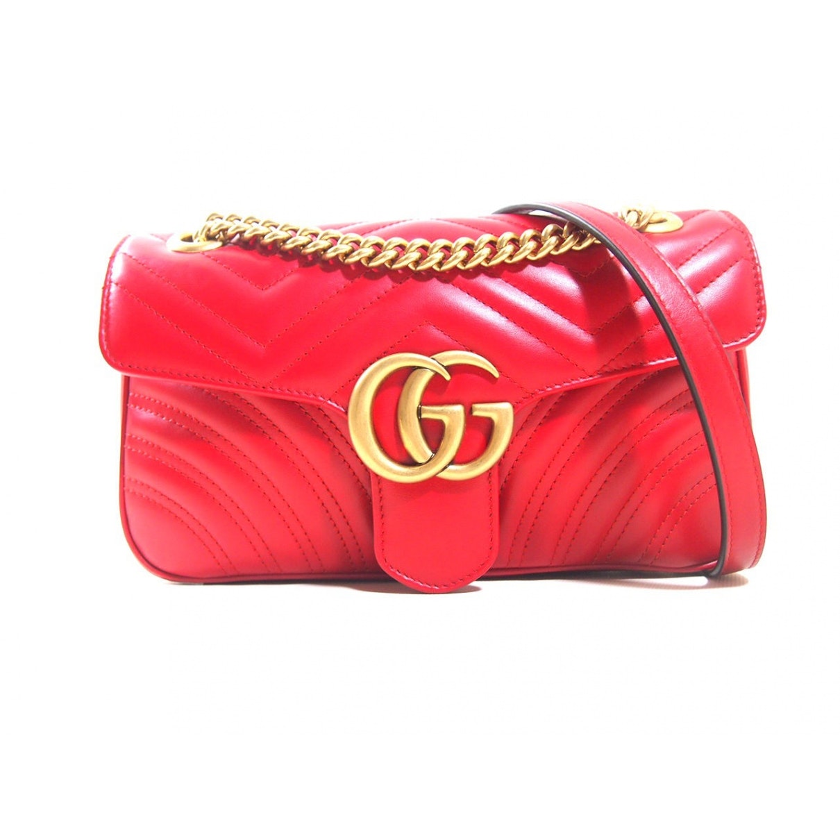 Gucci marmont red leather handbag
