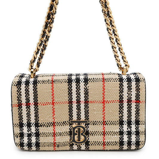 BURBERRY Lola Vintage Check Shoulder Bag Beige8063080 Canvas Size Small