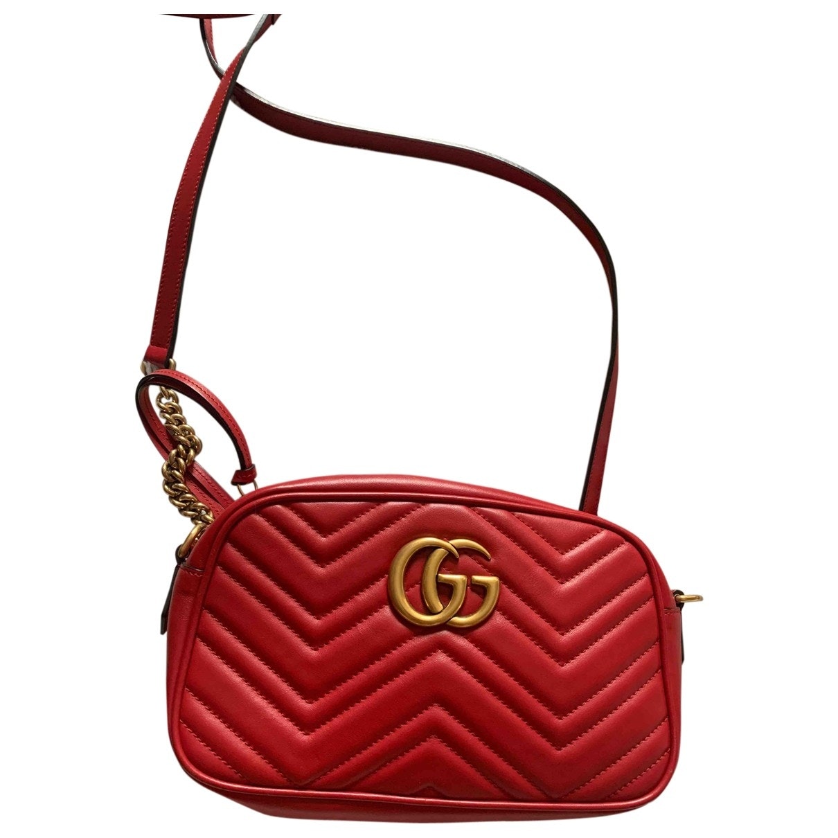 Gucci marmont red leather handbag