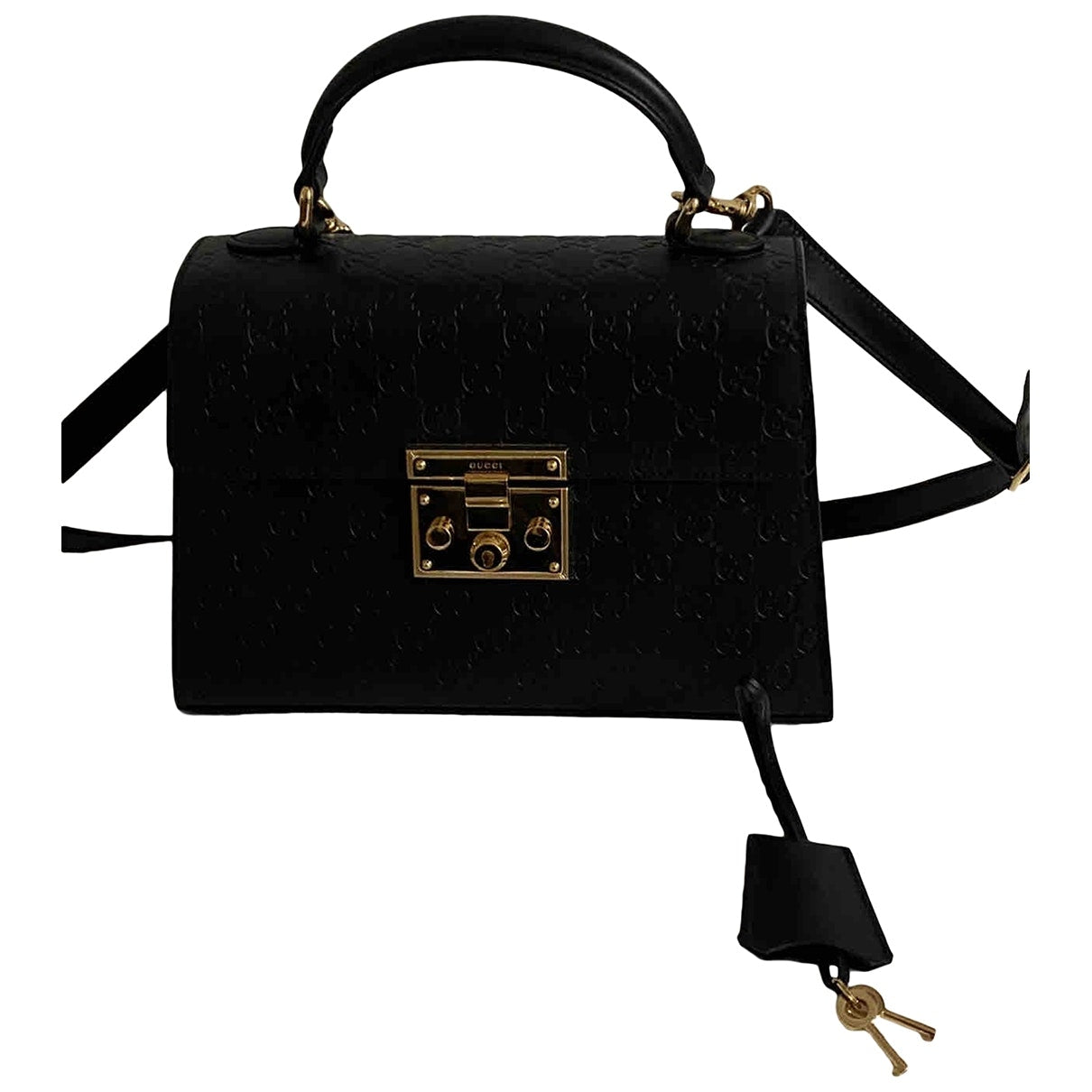 Gucci padlock black leather handbag