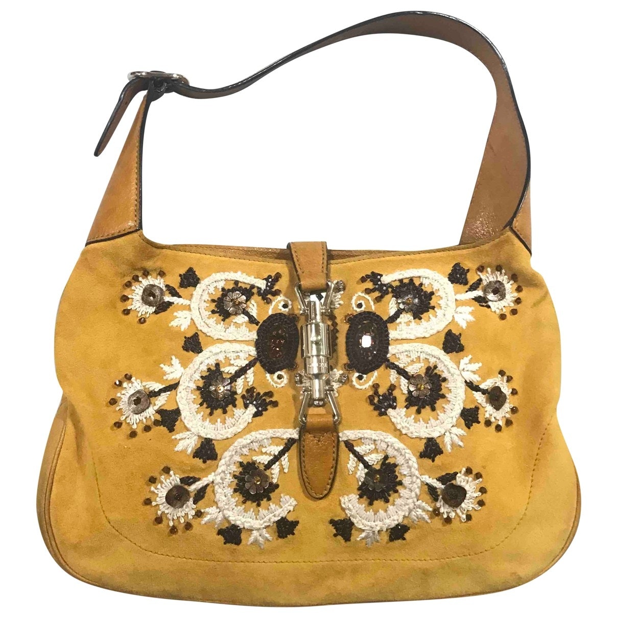 Gucci jackie yellow suede handbag
