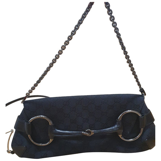 Gucci black cloth clutch bag