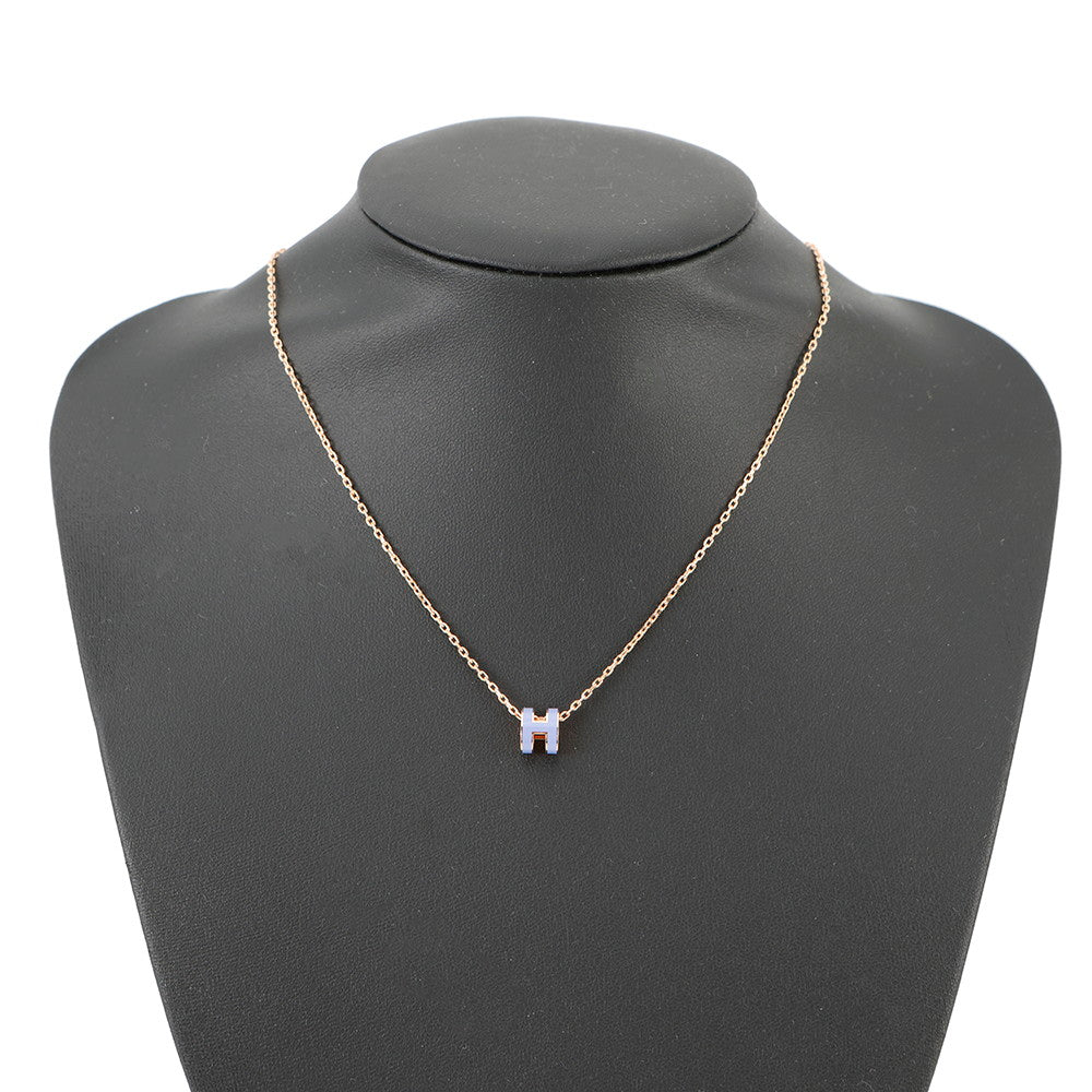 HERMES Pop Ash Necklace Size Mini Purple Lacquer Metal