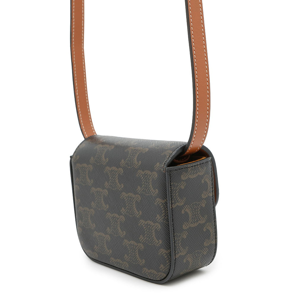 CELINE Triomphe Claude Shoulder Bag Tan10I512DQB PVC Leather Size Mini