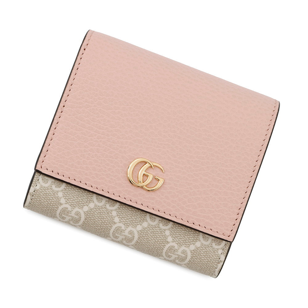 GUCCI Double G Medium Wallet Pink/Beige598587 Leather/PVC