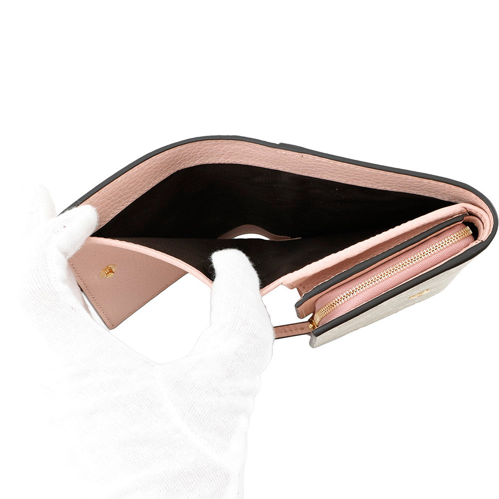 GUCCI Double G Medium Wallet Pink/Beige598587 Leather/PVC