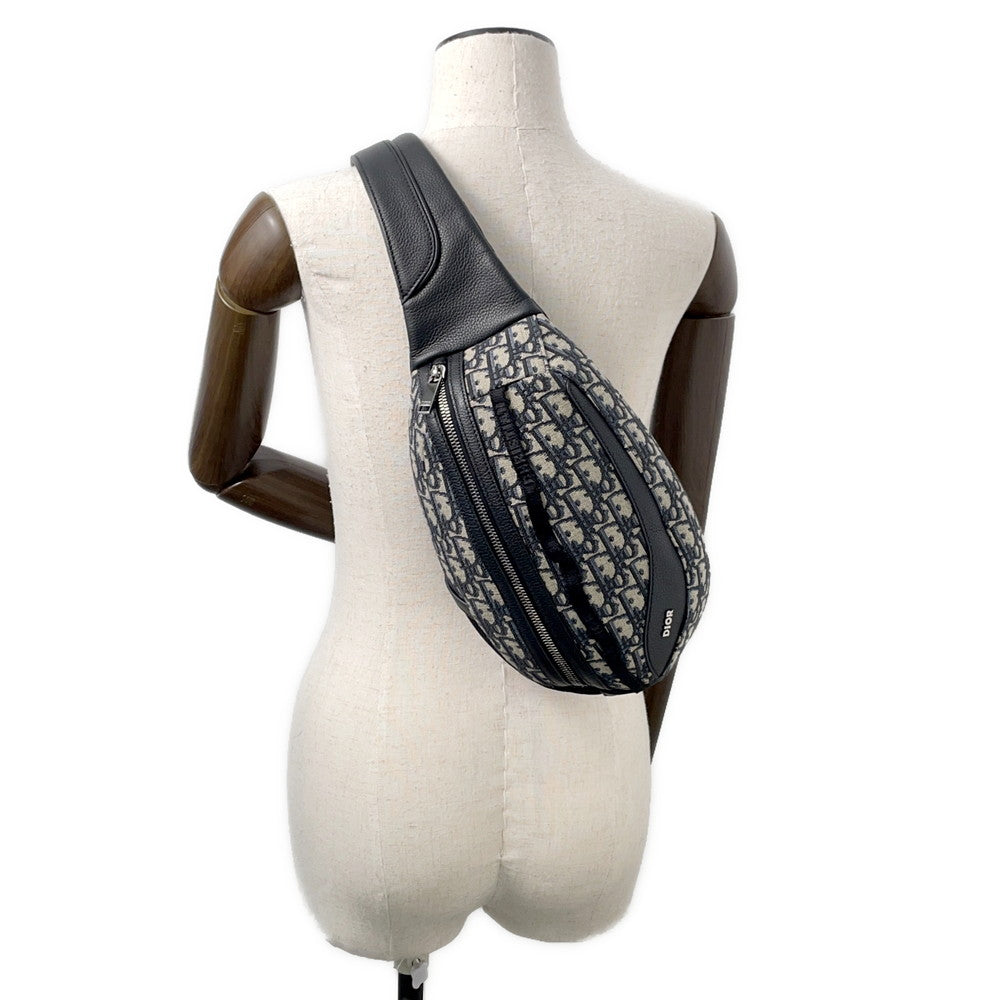 Dior ?Scarab Oblique Shoulder Crossbody Bag Beige/Black1ESBO040YKY Canvas Leather