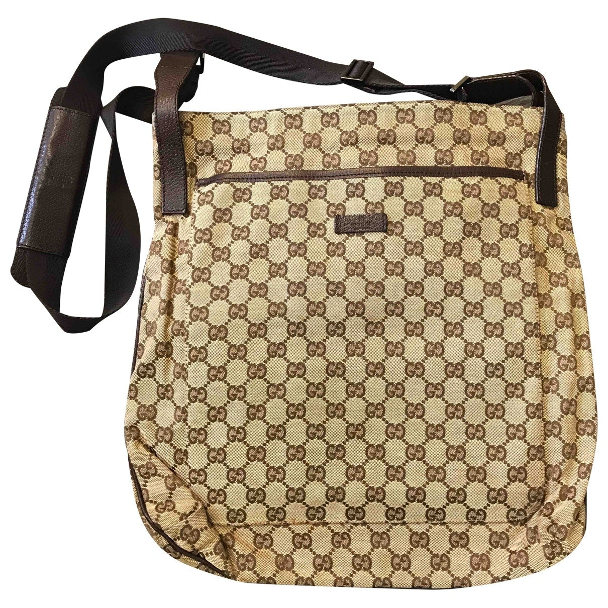 Gucci brown cloth travel bag