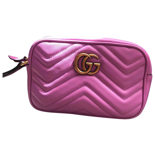 Gucci marmont pink leather clutch bag
