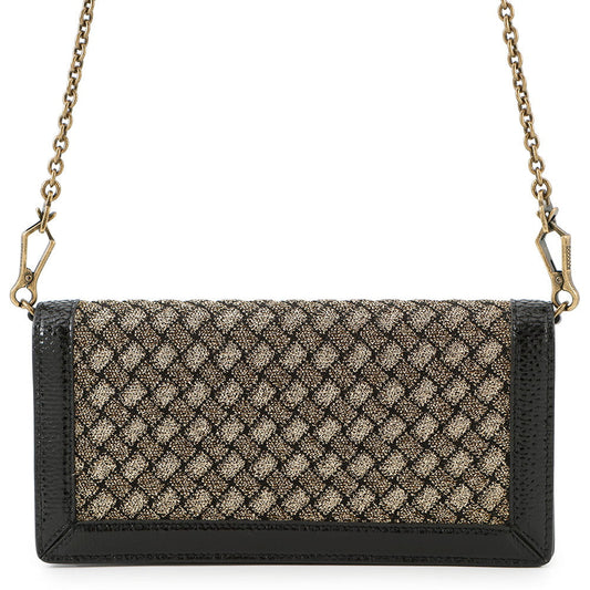 Bottega Veneta INTRECCIATO Chain Wallet Gold/Black521276 VCLM1 Leather