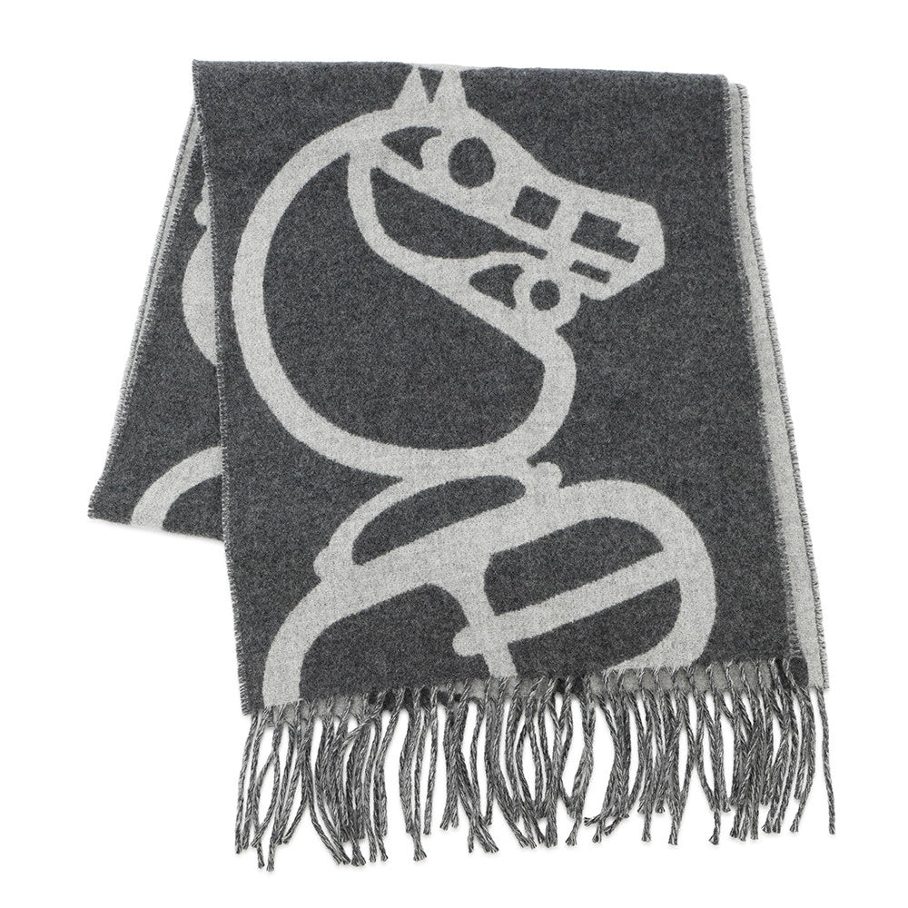 HERMES Scarf BoucleCamail Gray Cashmere100%