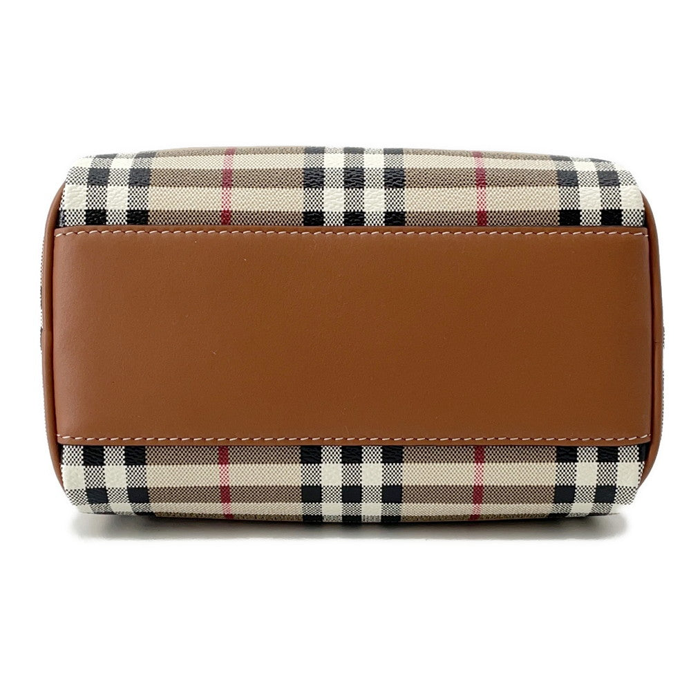 BURBERRY Check Bowling Bag Archive Beige/Briar Brown81097911 PVC Leather Size Mini