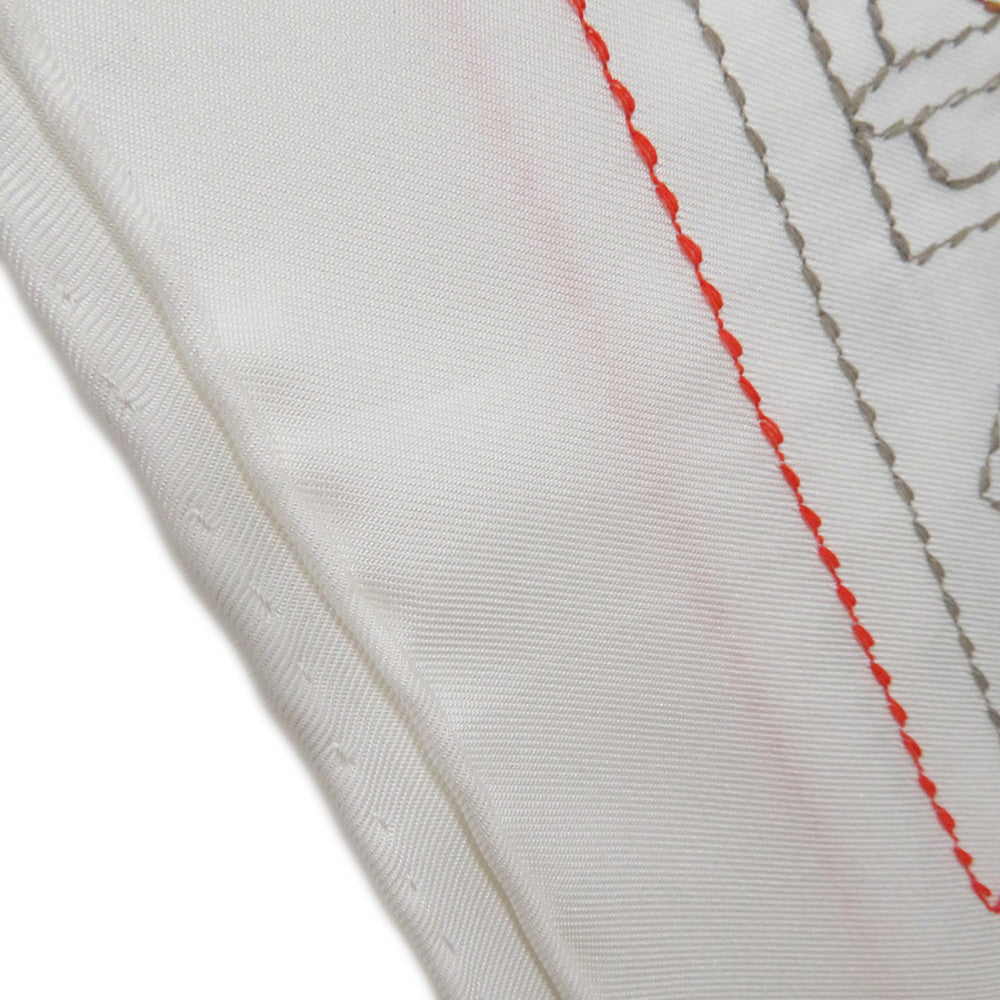 HERMES Scarf Carre 《Exlibris Brode Sangle》 Size 90 White/BlackH594275S Silk100%
