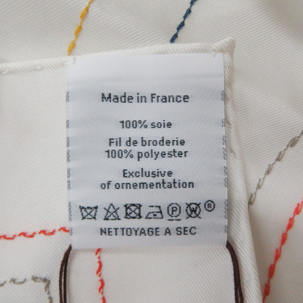 HERMES Scarf Carre 《Exlibris Brode Sangle》 Size 90 White/BlackH594275S Silk100%