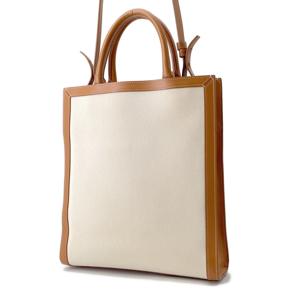 CELINE Vertical hippopotamus Natural/Tan192082 Canvas Leather Size Small