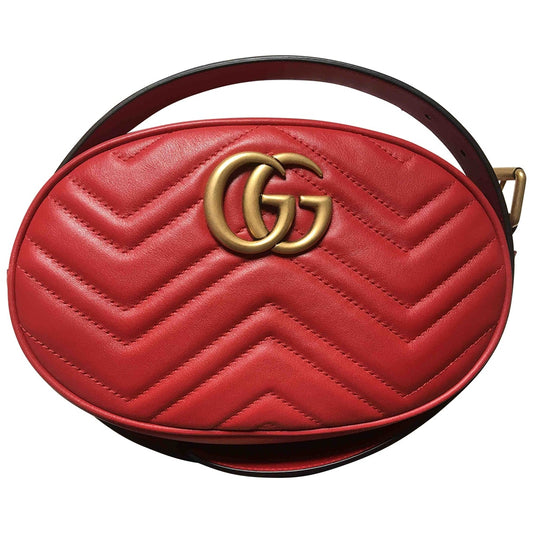 Gucci marmont red leather clutch bag