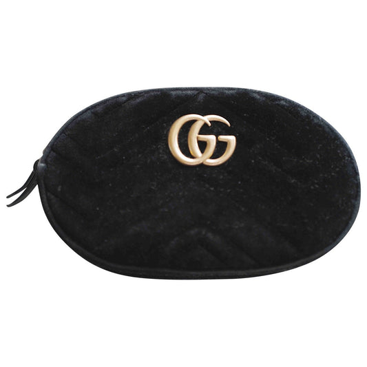 Gucci marmont black velvet clutch bag