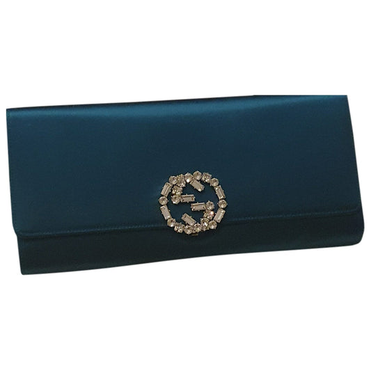 Gucci interlocking turquoise cloth clutch bag