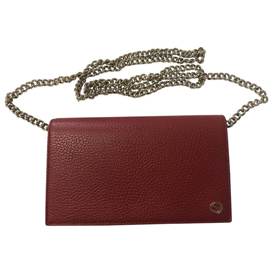 Gucci betty red leather clutch bag