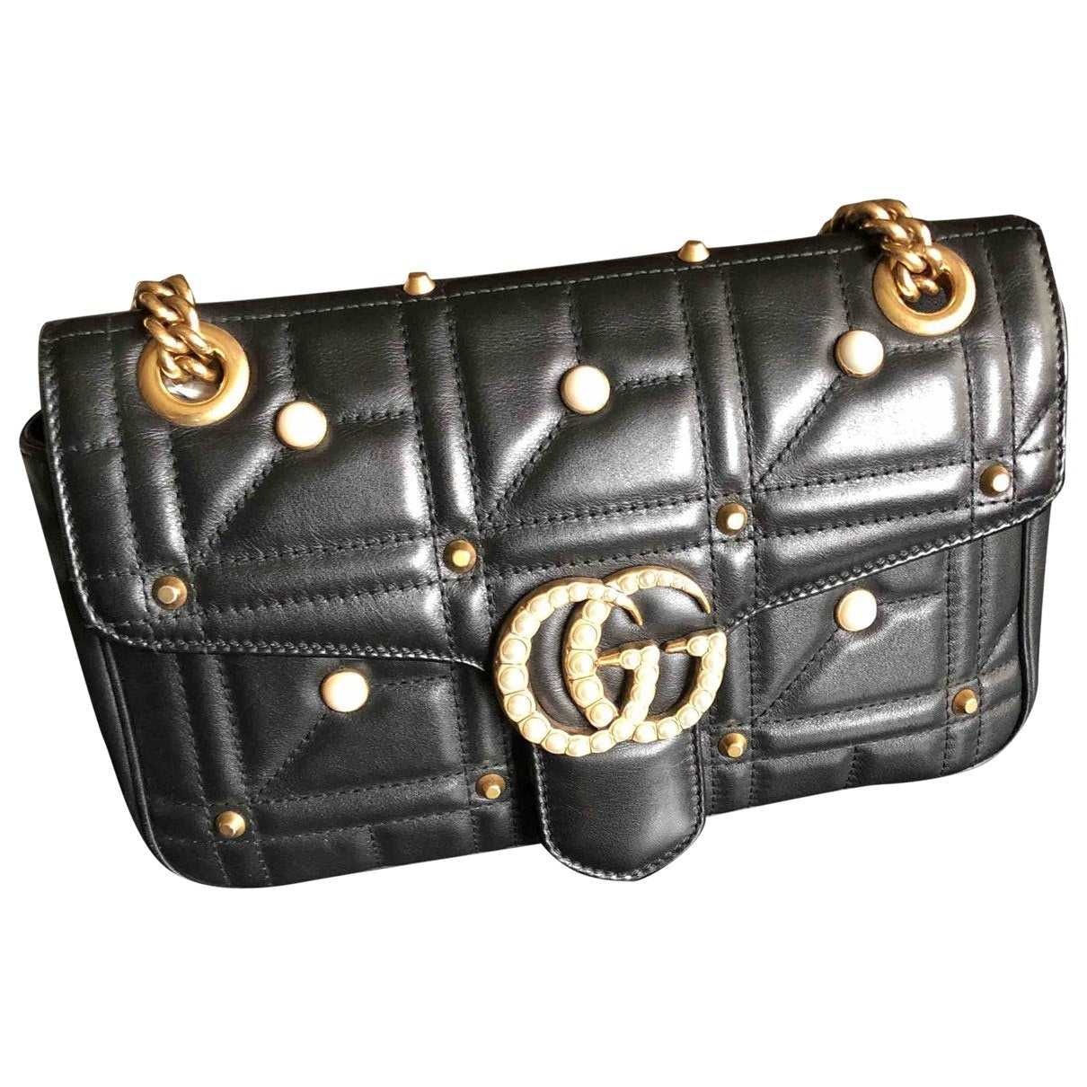 Gucci marmont black leather handbag