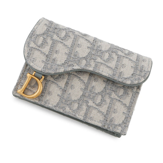 Dior Oblique Saddle Bloom Card Holder GrayS5611CTZQ Canvas/Leather