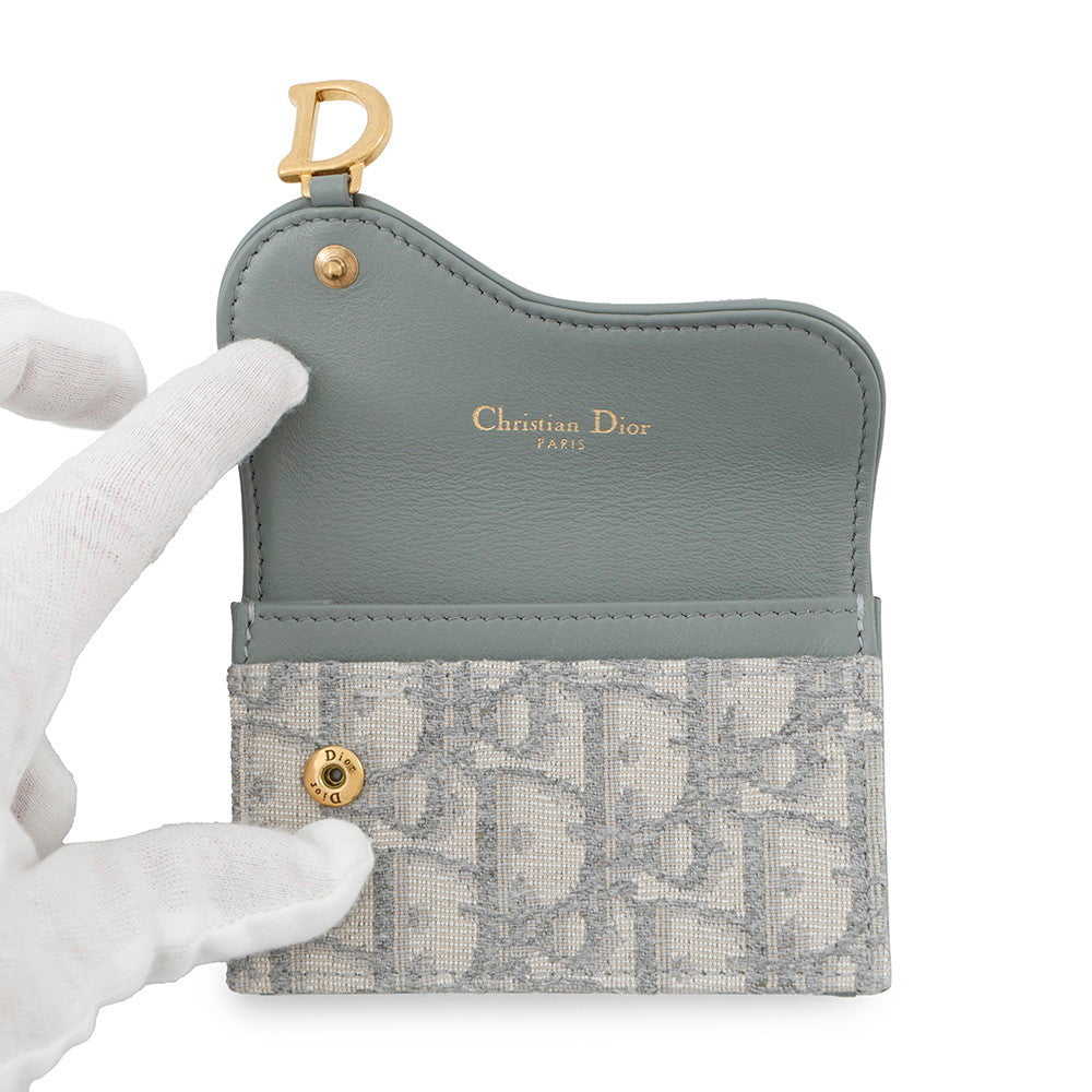 Dior Oblique Saddle Bloom Card Holder GrayS5611CTZQ Canvas/Leather