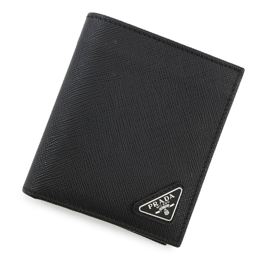 PRADA Saffiano Leather Triangle Bifold Wallet Black2M0008 Leather