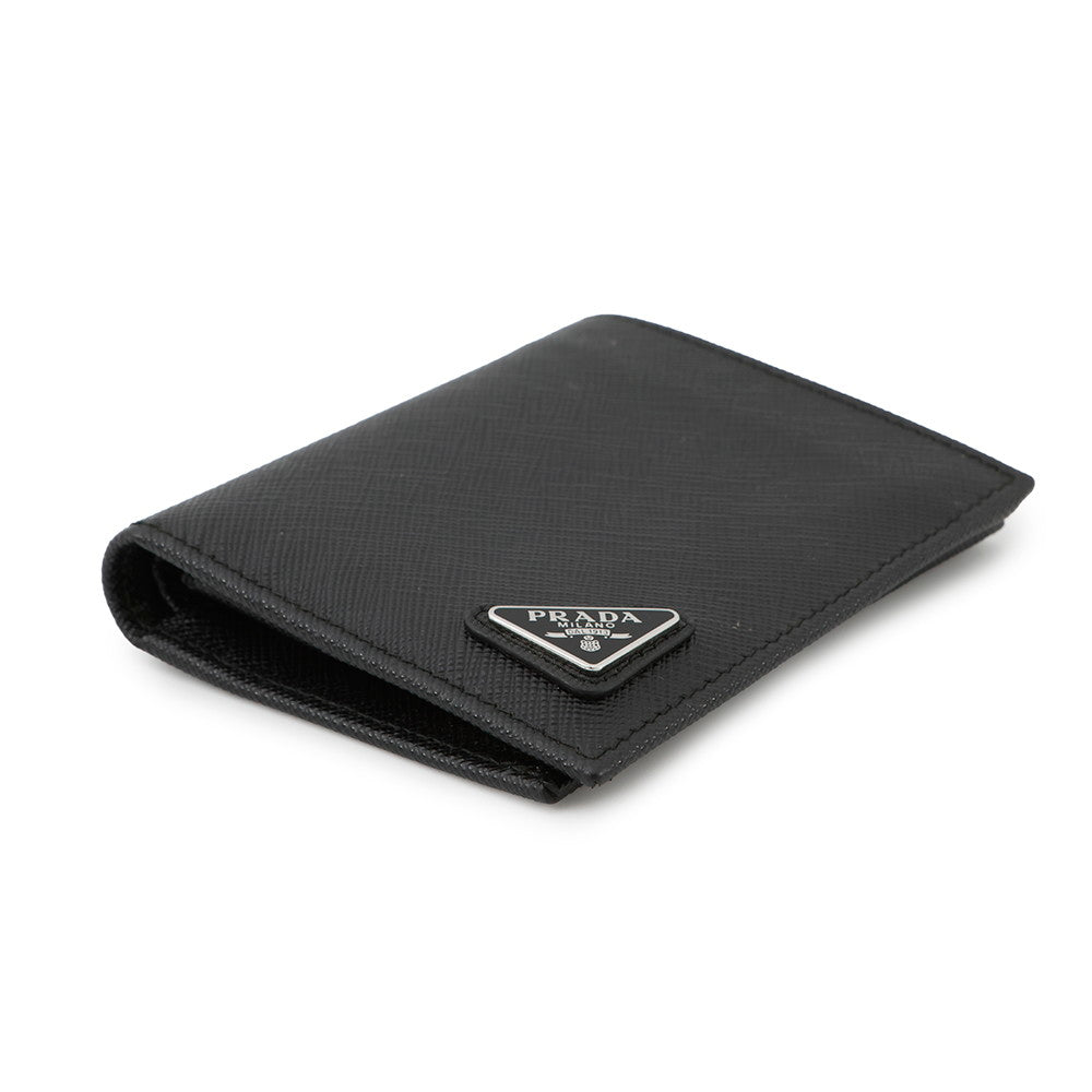 PRADA Saffiano Leather Triangle Bifold Wallet Black2M0008 Leather
