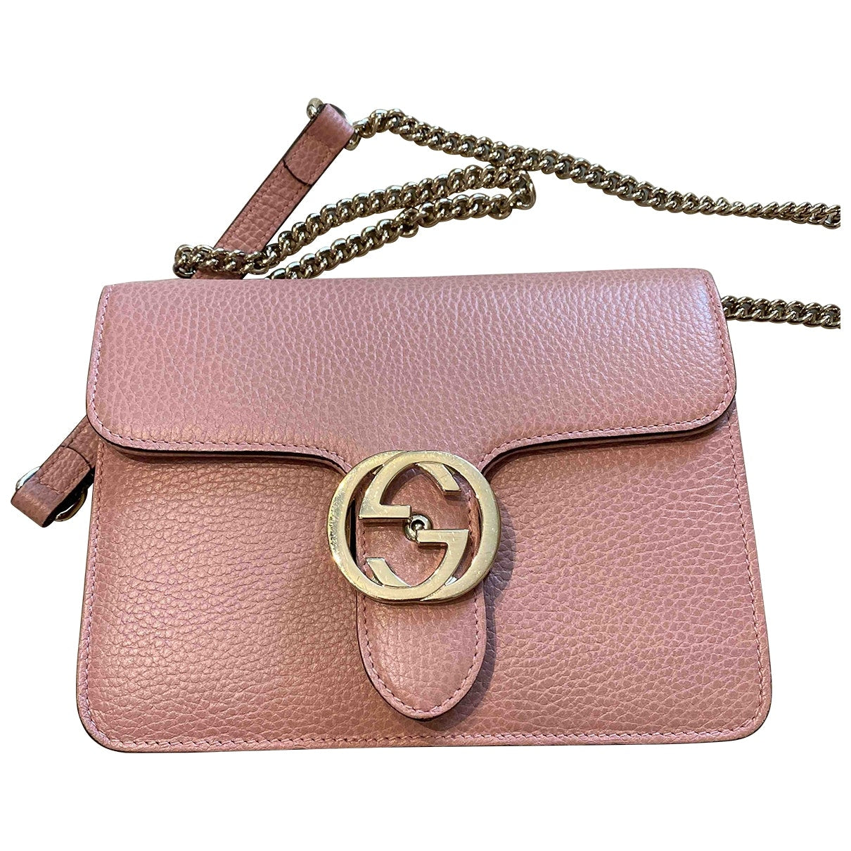 Gucci interlocking pink leather handbag