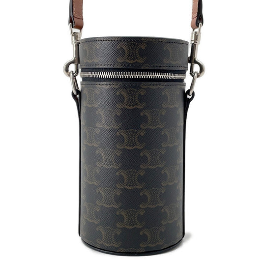 CELINE Triomphe Cylindrical Shoulder Bag Black/Brown PVC Leather